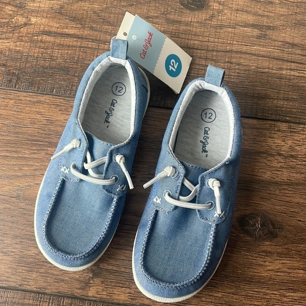 Cat & Jack Boys shoes blue Bobby lace loafers New size 12